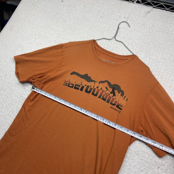 Merrell T-Shirt Mens Orange Short Sleeve Get Outside Outdoors Graphic Logo Read - Picture 8 of 15